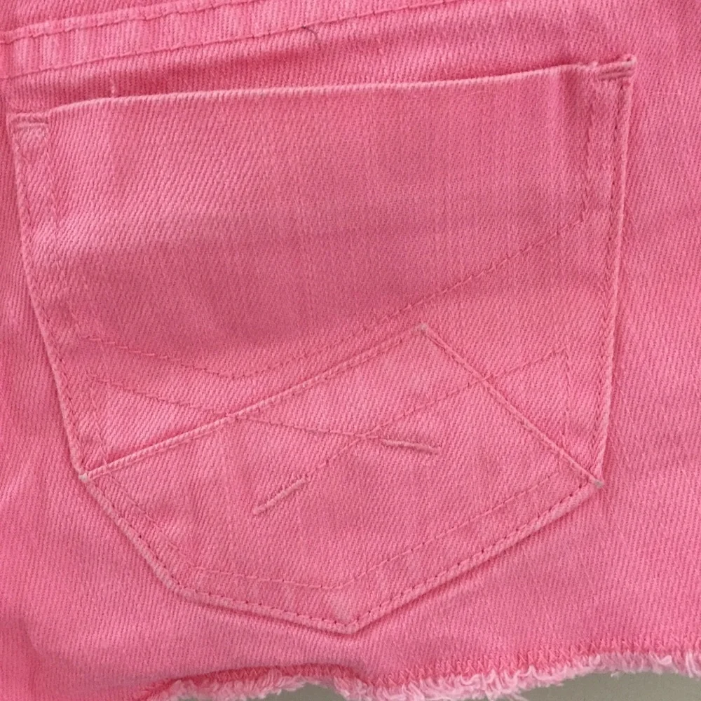 Bubblegum Pink Denim Raw Hem Jean Shorts Sz 7